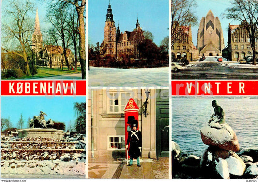 Copenhagen - Kobenhavn - Copenhagen in Winter - Little Mermaid - church - multiview - 69 - Denmark - unused - JH Postcards
