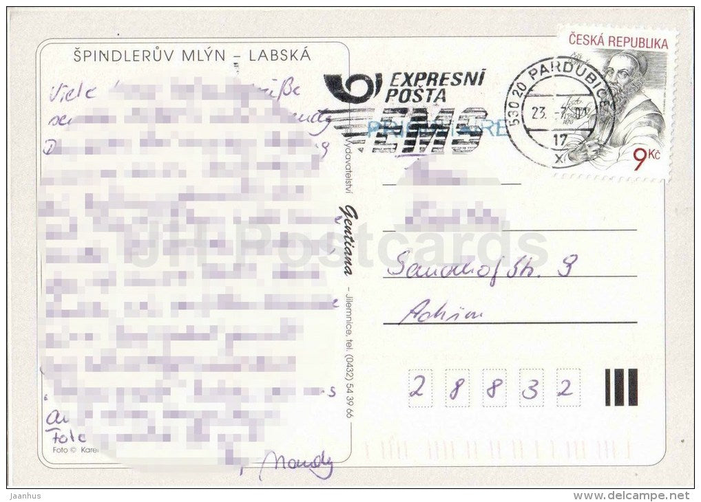 Labska - Spindleruv Mlyn - panorama - Czech - used 2001 - JH Postcards