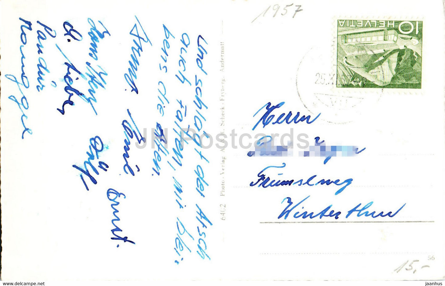 Remontée mécanique Natschen Gutsch - Buffet - 6402 - carte postale ancienne - 1957 - Suisse - utilisé