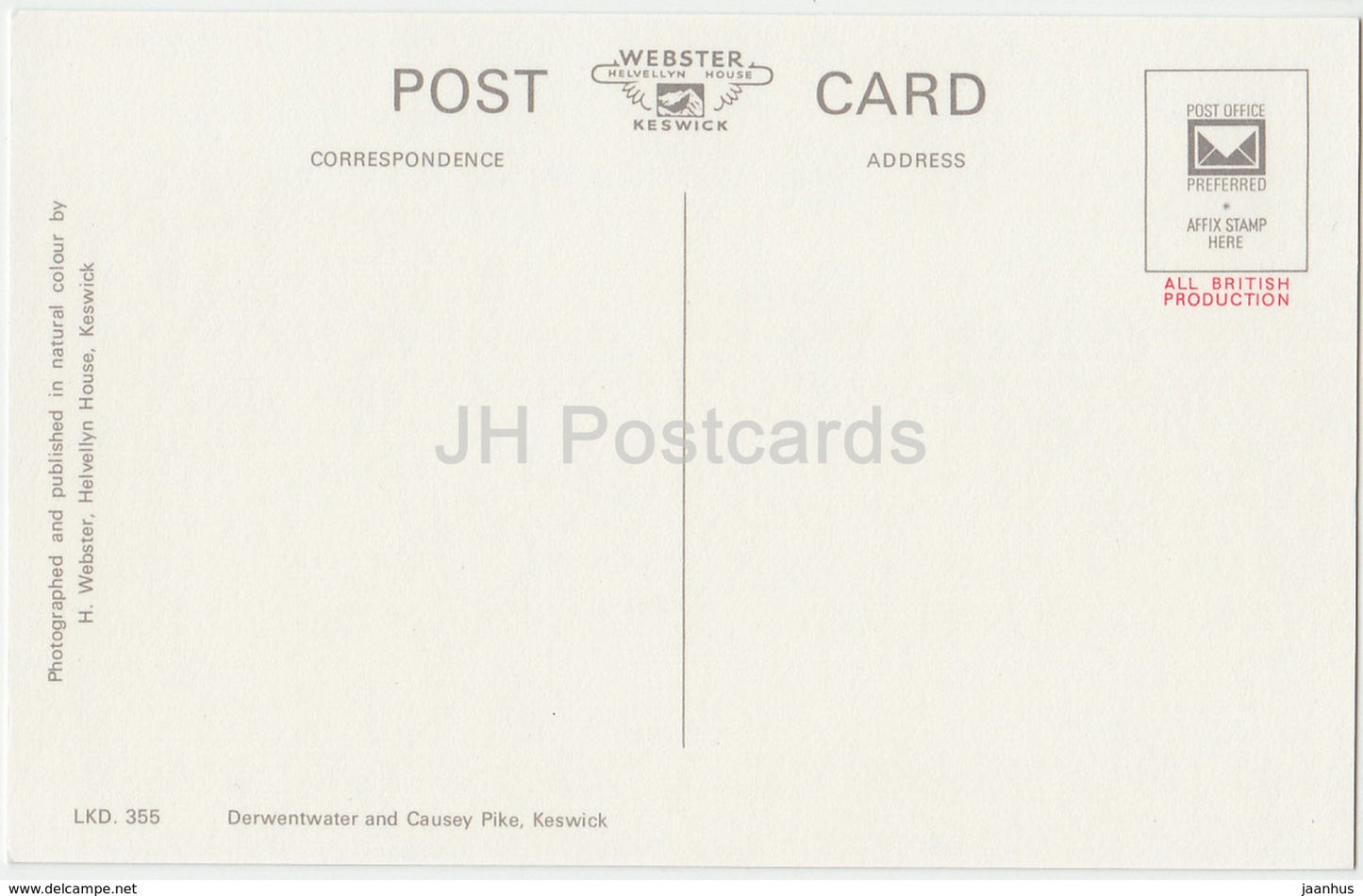 Derwentwater und Causey Pike – LKD. 355 – Vereinigtes Königreich – England – unbenutzt