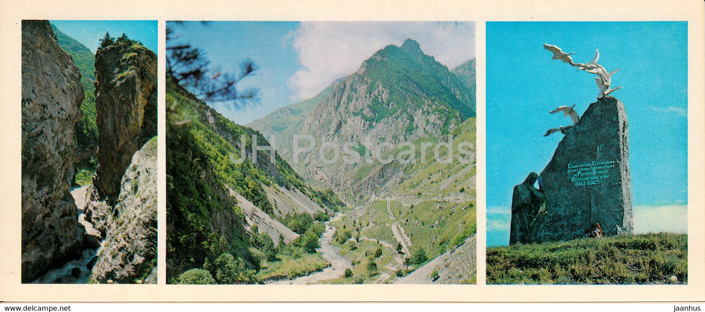 Kurtat Gorge - canyon - Fiagdon river - Dzaurikau village - North Ossetia - 1978 - Russia USSR - unused - JH Postcards