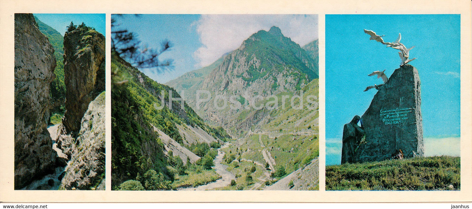 Kurtat Gorge - canyon - Fiagdon river - Dzaurikau village - North Ossetia - 1978 - Russia USSR - unused - JH Postcards