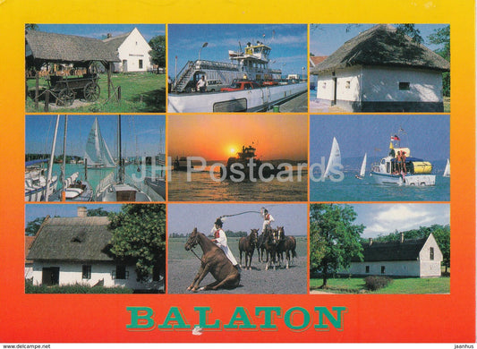 Balaton - ferry - horse - sailing boat - multiview - 1998 - Hungary - used - JH Postcards