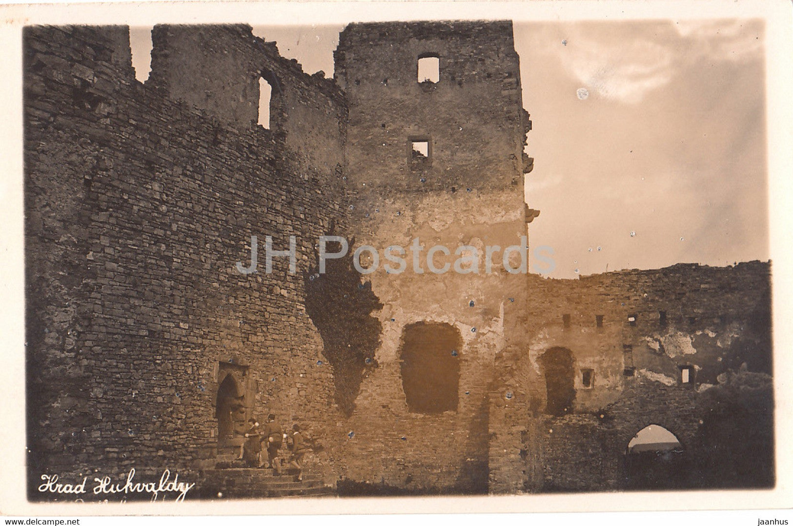 Hrad Hukvaldy - castle ruins - old postcard - Czech Republic - unused - JH Postcards
