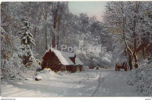 Winter view - house - WHB - old postcard - 1908 - used - JH Postcards