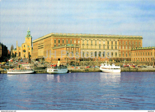 Stockholm - The Royal Palace of Stockholm - ship - boat - Sweden - unused - JH Postcards
