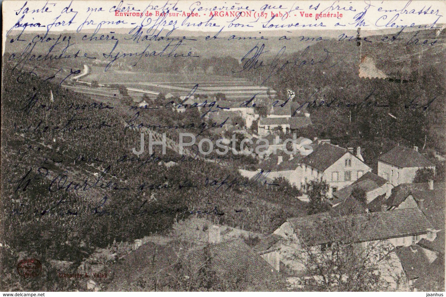 Environs de Bar sur Aube - Argancon - Vue Generale - old postcard - 1920 - France - used - JH Postcards