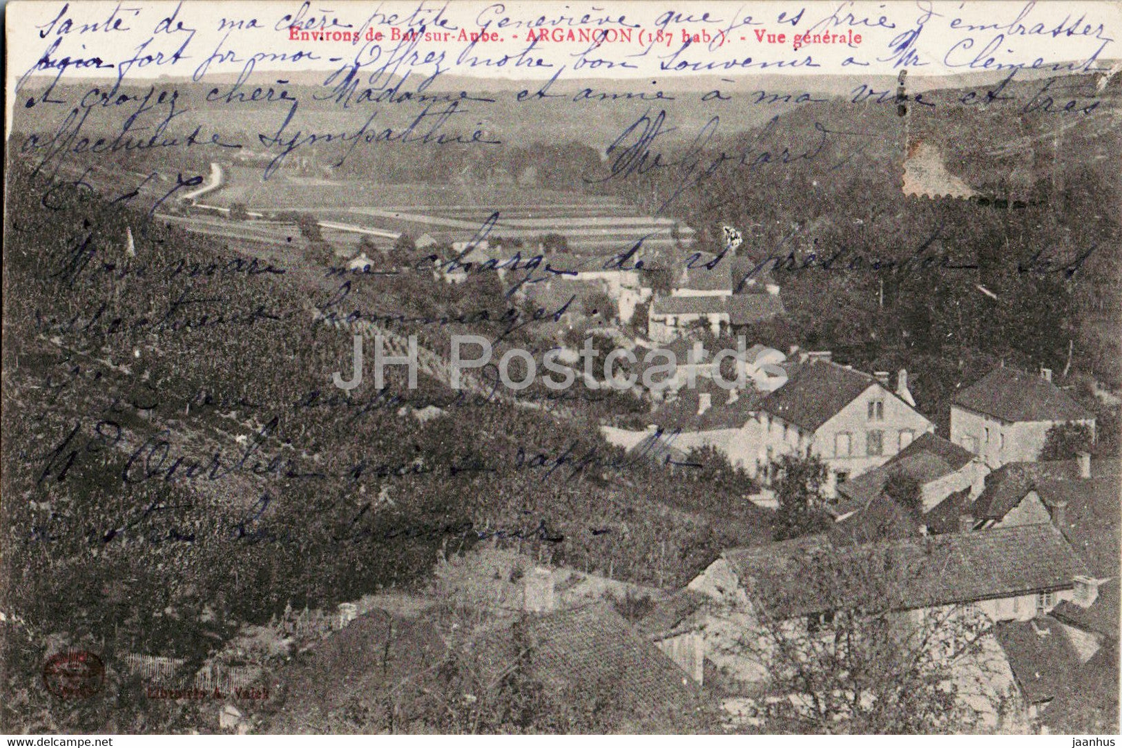 Environs de Bar sur Aube - Argancon - Vue Generale - old postcard - 1920 - France - used - JH Postcards