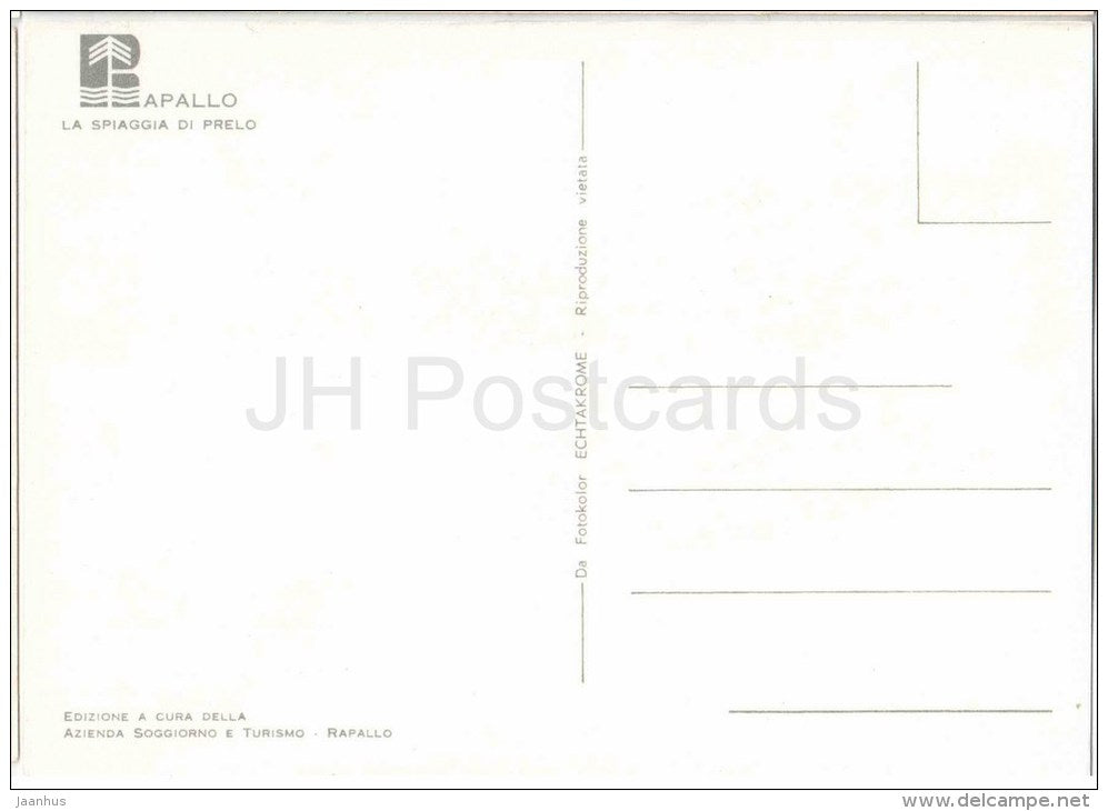 La Spiaggia di Prelo - beach - Rapallo - Genova - Liguria - Italia - Italy - unused - JH Postcards