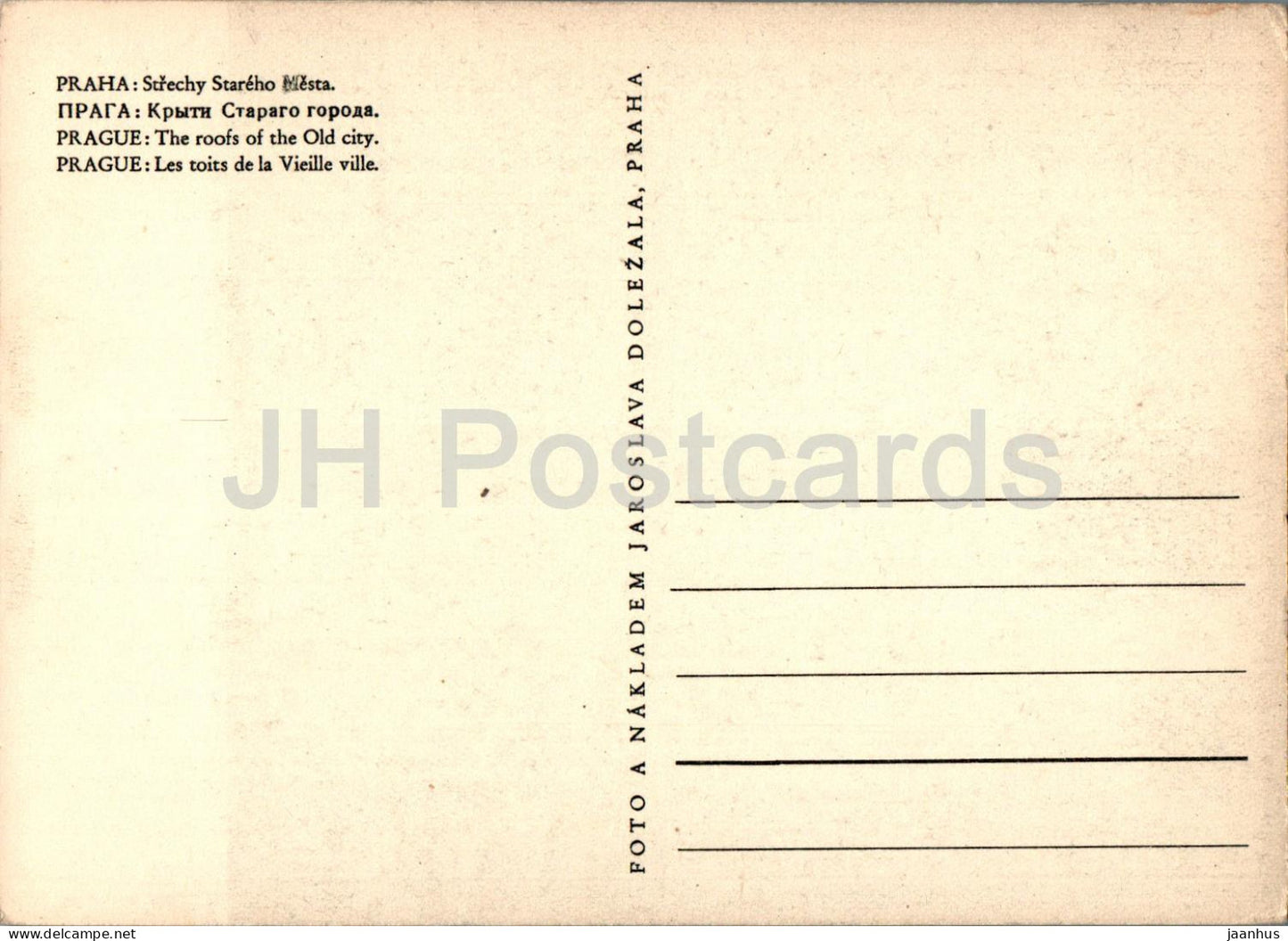 Praha - Prague - Strechy Stareho Mesta - Les toits de la vieille ville - carte postale ancienne - République tchèque - Tchécoslovaquie - inutilisée
