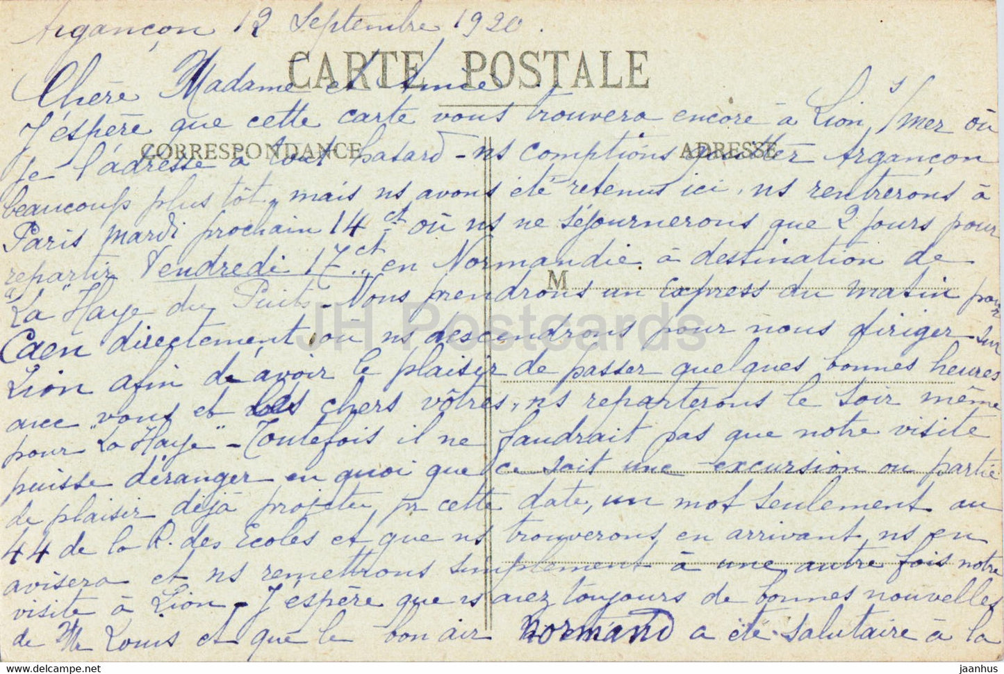 Environs de Bar sur Aube - Argancon - Vue Générale - carte postale ancienne - 1920 - France - occasion