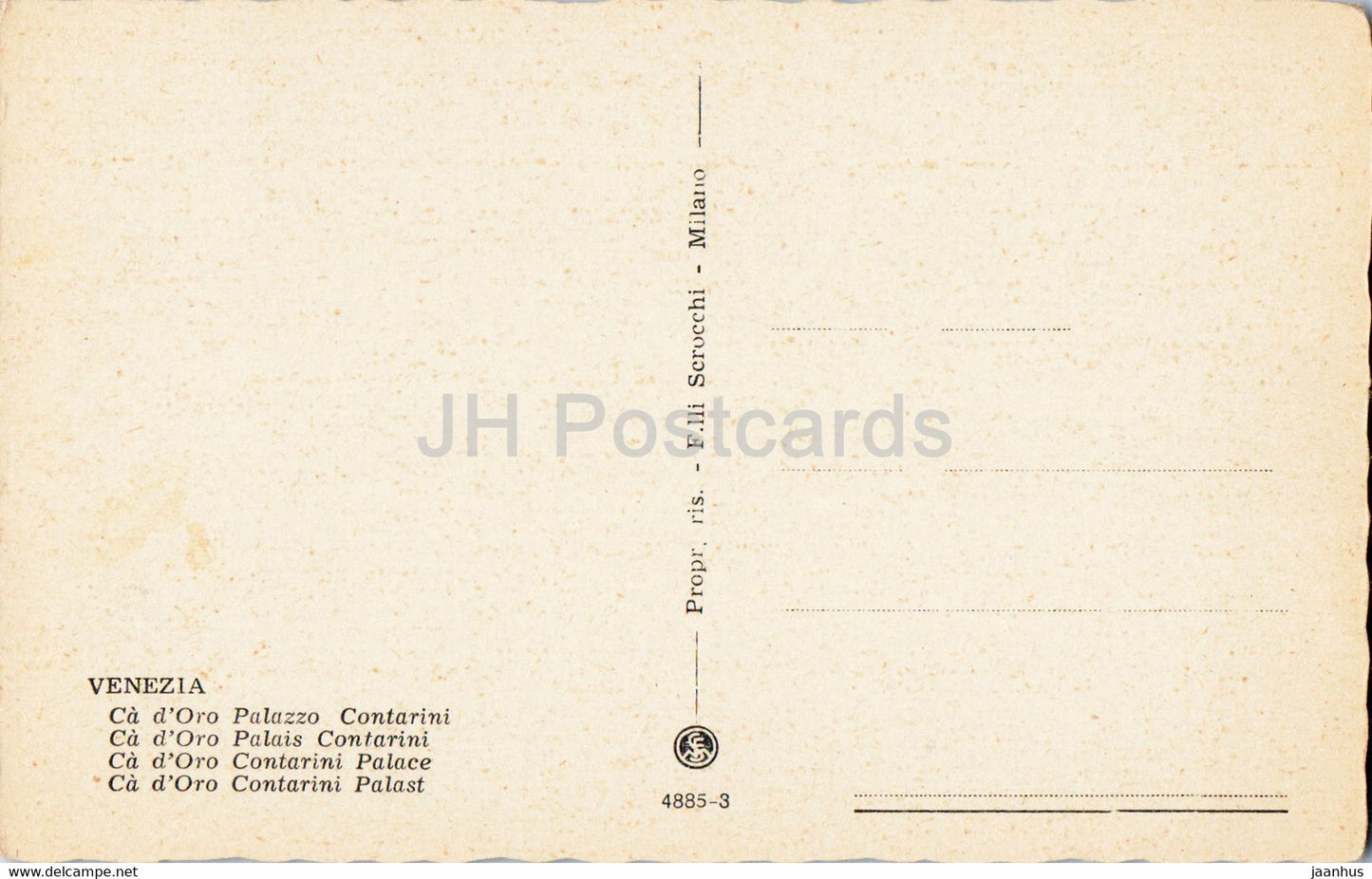 Venezia - Venice - Ca d' Oro Palazzo Contarini - palace - 4885-3 - old postcard - Italy - unused