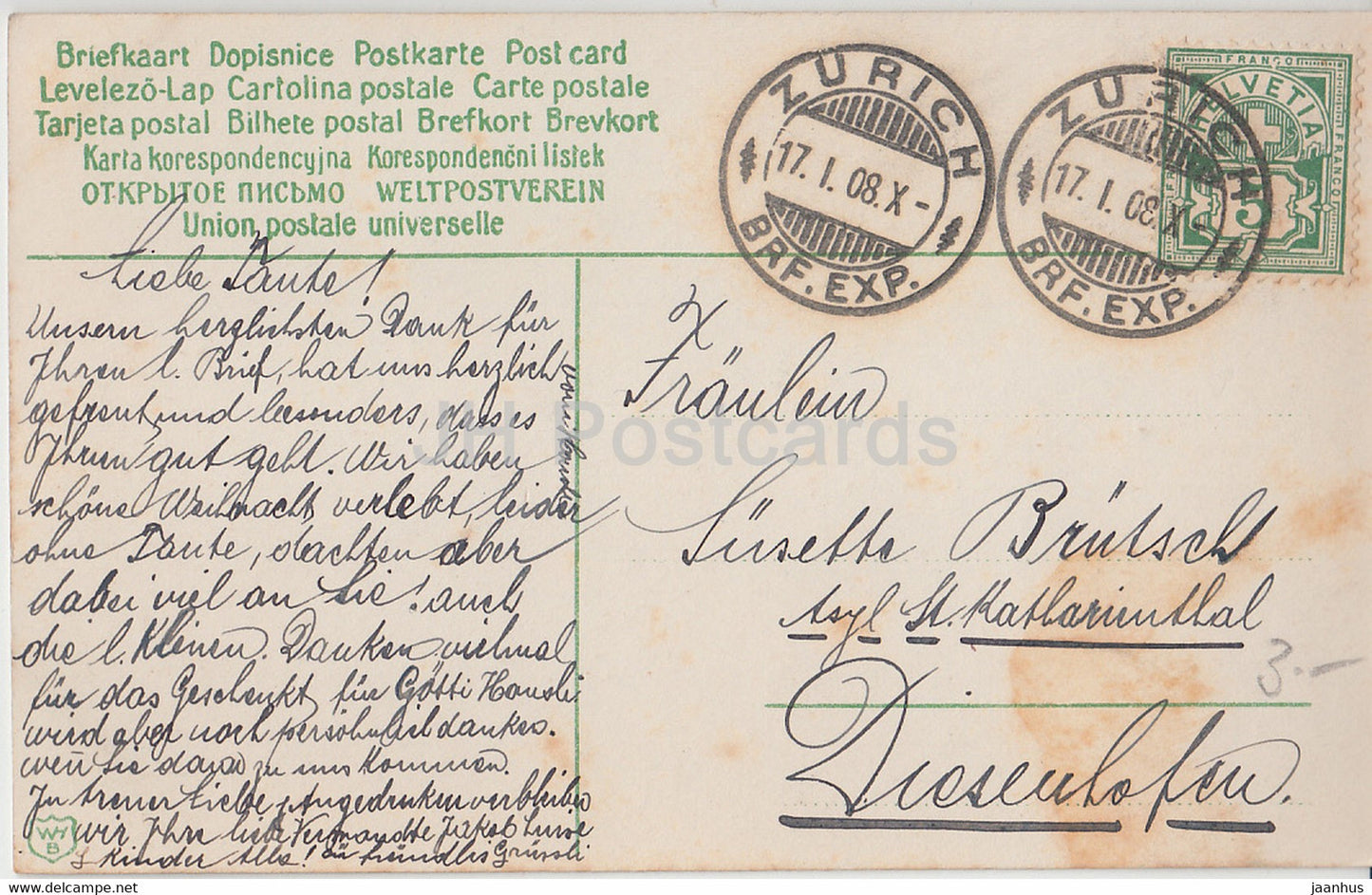 Winter view - house - WHB - old postcard - 1908 - used