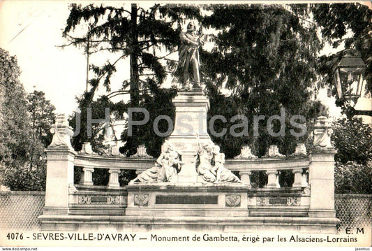Sevres Ville D'Avray - Monument de Gambetta - erige par les Alsacien Lorrains - 4076 - old postcard - France - unused - JH Postcards