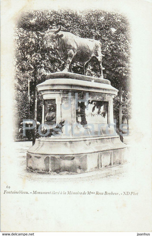 Fontainebleau - Monument eleve a la Memoire Mme Rosa Bonheur - 69 - old postcard - France - unused - JH Postcards