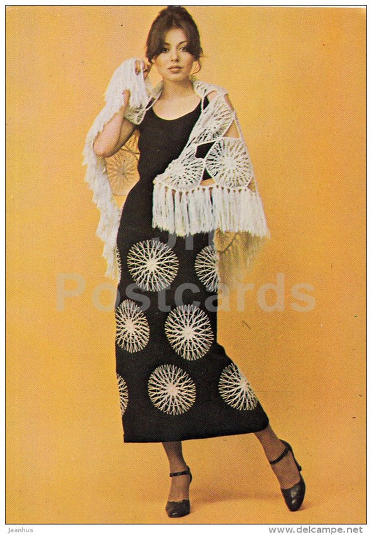 shawl Ertha - Weaving - Fashion - model - woman - 1979 - Poland - unused - JH Postcards