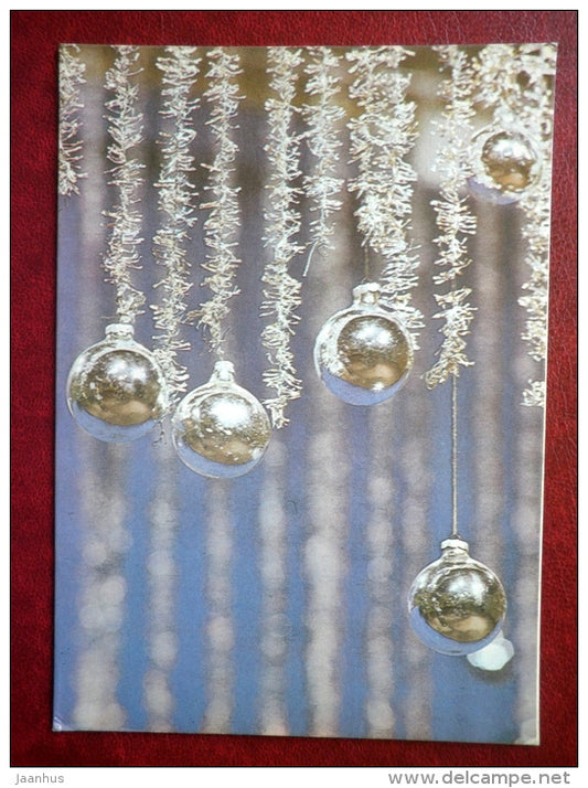 New Year Greeting card - decorations - 1983 - Estonia USSR - unused - JH Postcards