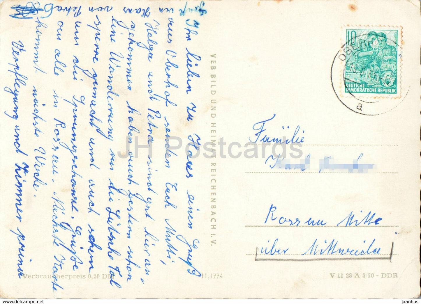 Oberhof - Kurort der Werktatigen - Thuringen Schanze - Ski Jumping hill - old postcard - 1961 - Germany DDR - used