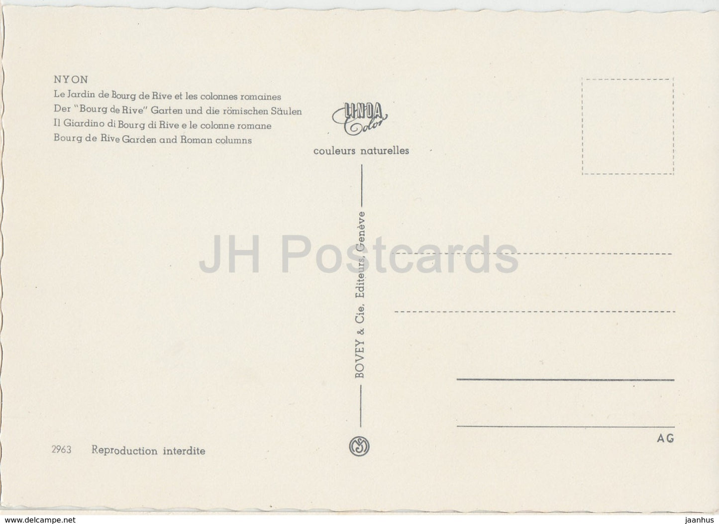 Nyon - Le Jardin de Bourg de Rive et les colonnes romaines - garden - 2963 - Switzerland - unused