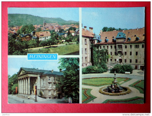 General View - Theatre - castle courtyard with fountain - Meiningen - nr. 3246 - 1966 - Germany DDR - unused - JH Postcards