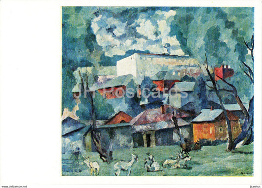 painting by A. Lentulov - Landscape with goats - Russian art - 1975 - Russia USSR - unused - JH Postcards