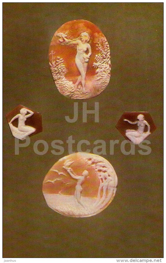 Cameo - Giel with Doves - Despair and Hope - Bu the Sea - Russian and Soviet Jewellery - 1984 - Russia USSR - unused - JH Postcards