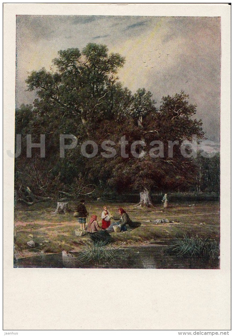 painting by I. Shishkin - Going Mushrooms , 1879 - Russian art - 1958 - Russia USSR - unused - JH Postcards