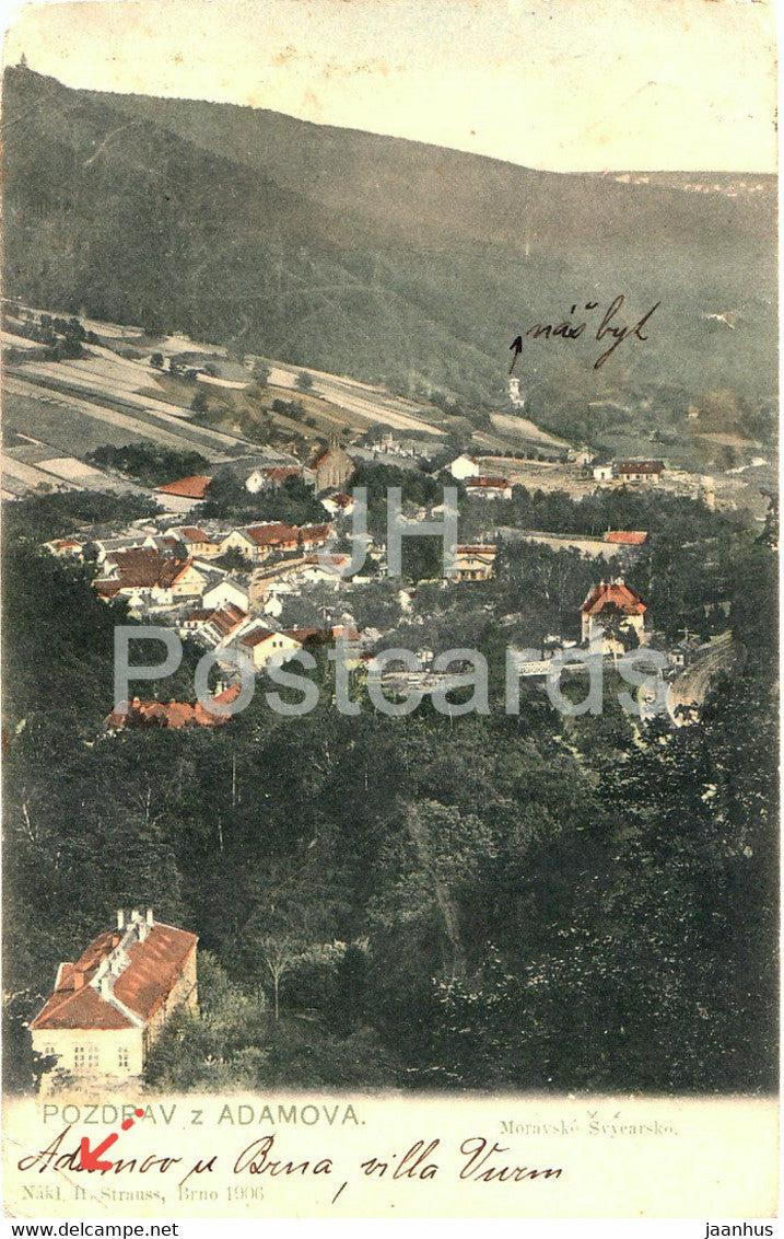 Pozdrav z Adamova - Adamov - Moravske Svyearsko - old postcard - 1906 - Czech Republic - used - JH Postcards
