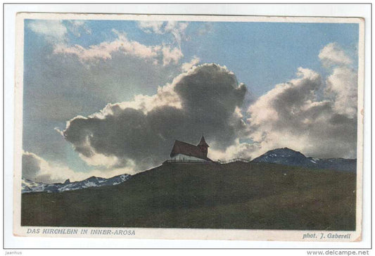 Das Kirchlein in Inner-Arosa - church - 2413 - photo J. Gaberell - old postcard - Switzerland - used - JH Postcards
