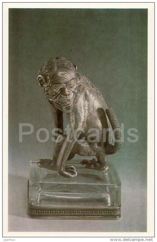 Monkey - silver - The Faberge Jewellery - 1987 - Russia USSR - unused - JH Postcards