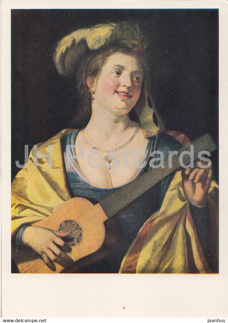 painting by Gerrit van Honthorst - Guitar Player - Dutch art - 1964 - Russia USSR - unused - JH Postcards