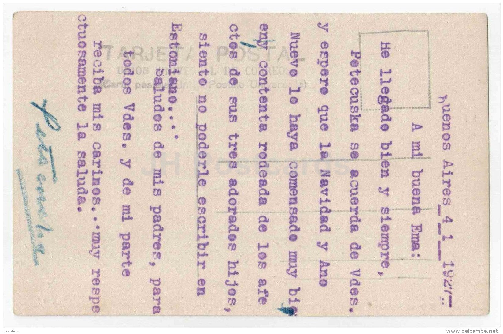 monumento de los Espanoles - Monument to the Carta Magna and Four Regions - Buenos Aires - Argentina - used in 1927 - JH Postcards