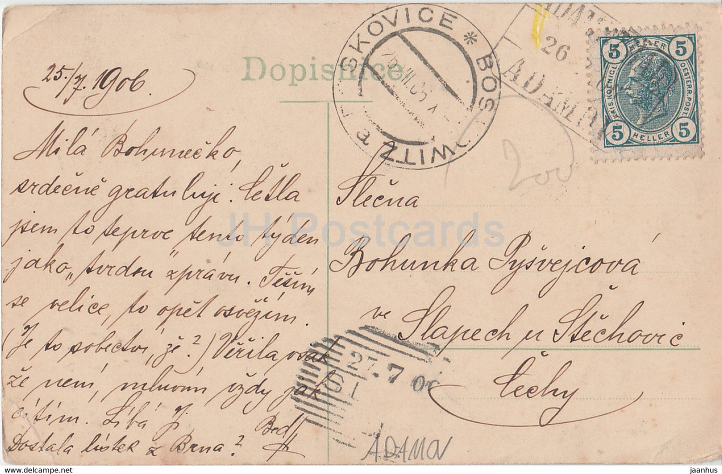 Pozdrav z Adamova - Adamov - Moravske Svyearsko - alte Postkarte - 1906 - Tschechische Republik - gebraucht