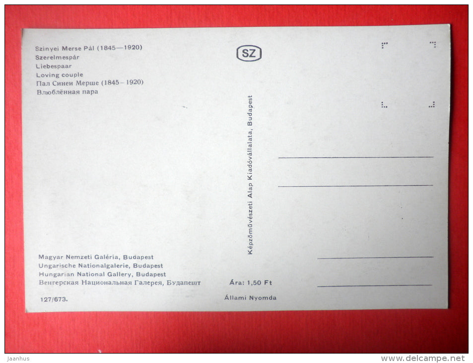 Maximum Card - painting by Szinyei Merse Pal , Loving Couple - 1968 - Hungary - unused - JH Postcards