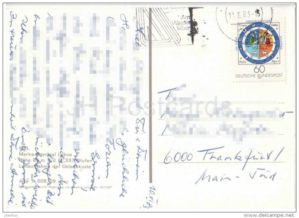 Marine Ehrenmal Laboe - beach - strand - Germany - 1983 gelaufen - JH Postcards