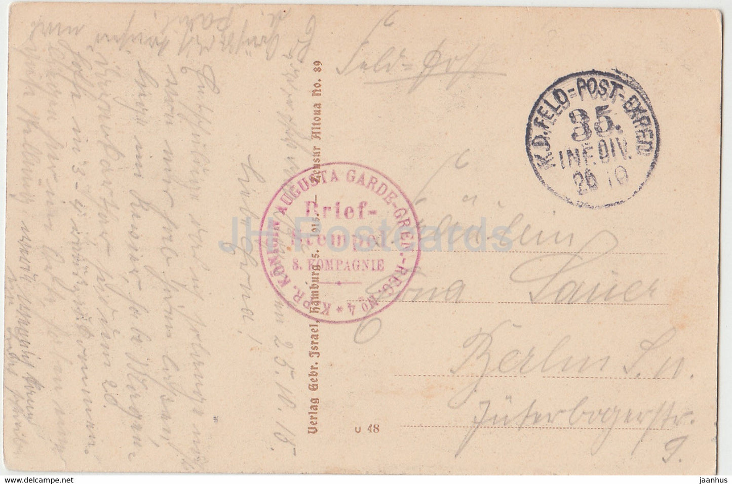 Kirche St Pierre Roye - Konigin Augusta Garde Gren Reg No 4 - Feldpost - old postcard - 1915 - France - used