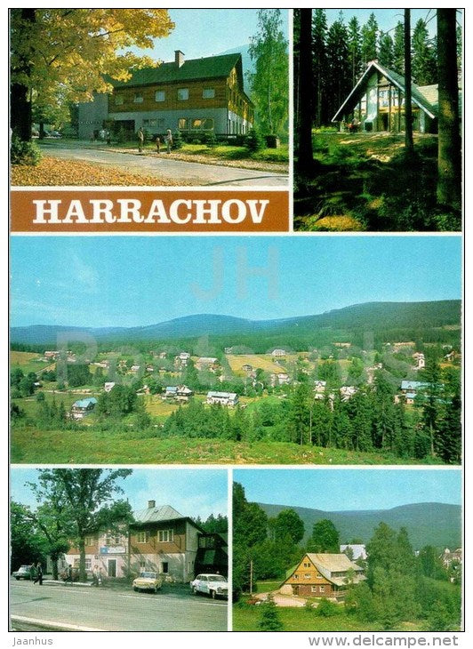 hotel Hubertus - Sklarska cottage - hotel Praha - hotel Diana - Harrachov - Czech - Czechoslovakia - unused - JH Postcards