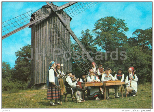Open Air Museum - folk costumes - windmill - Rocca al Mare - Tallinn - postal stationery - Estonia USSR - 1980 - unused - JH Postcards