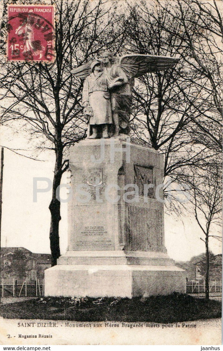 Saint Dizier - Monument aux Heros Bragards morts pour la Patrie - old postcard - 1929 - France - used - JH Postcards
