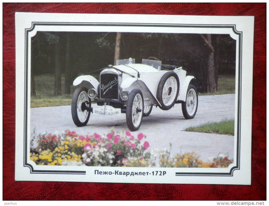 Peugeot Quadrilette - France , 1923 - old cars - 1988 - Russia USSR - unused - JH Postcards