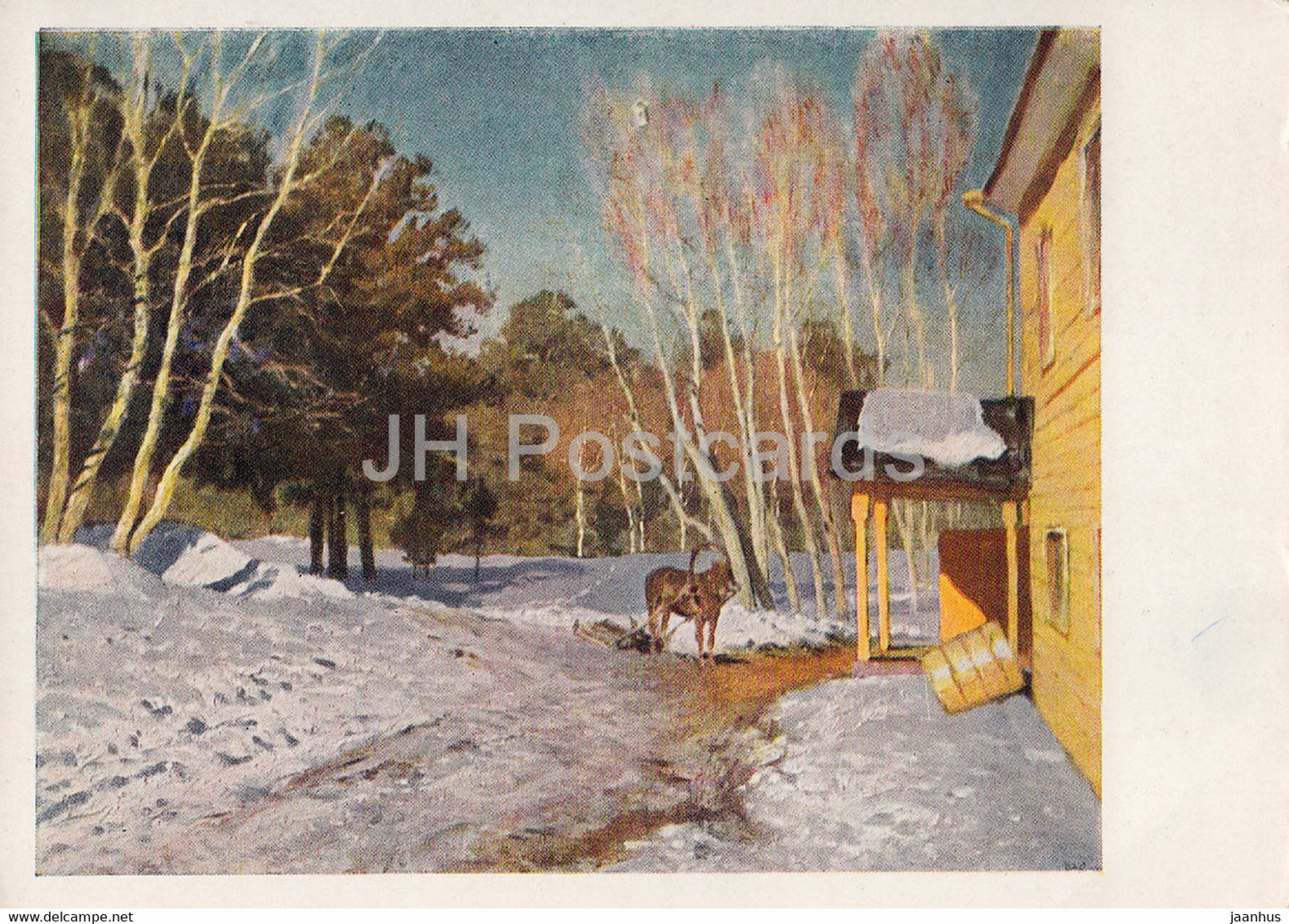 painting by I. Levitan - March Month - Russian art - Russia USSR - unused - JH Postcards