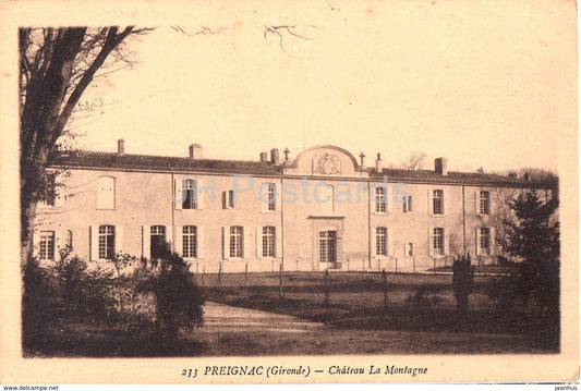 Preignac - Chateau La Montagne - castle - 233 - old postcard - 1939 - France - used - JH Postcards