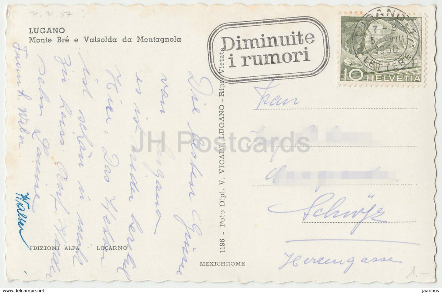 Lugano – Monte Bre e Valsolda da Montagnola – 1196 – Schweiz – 1960 – gebraucht