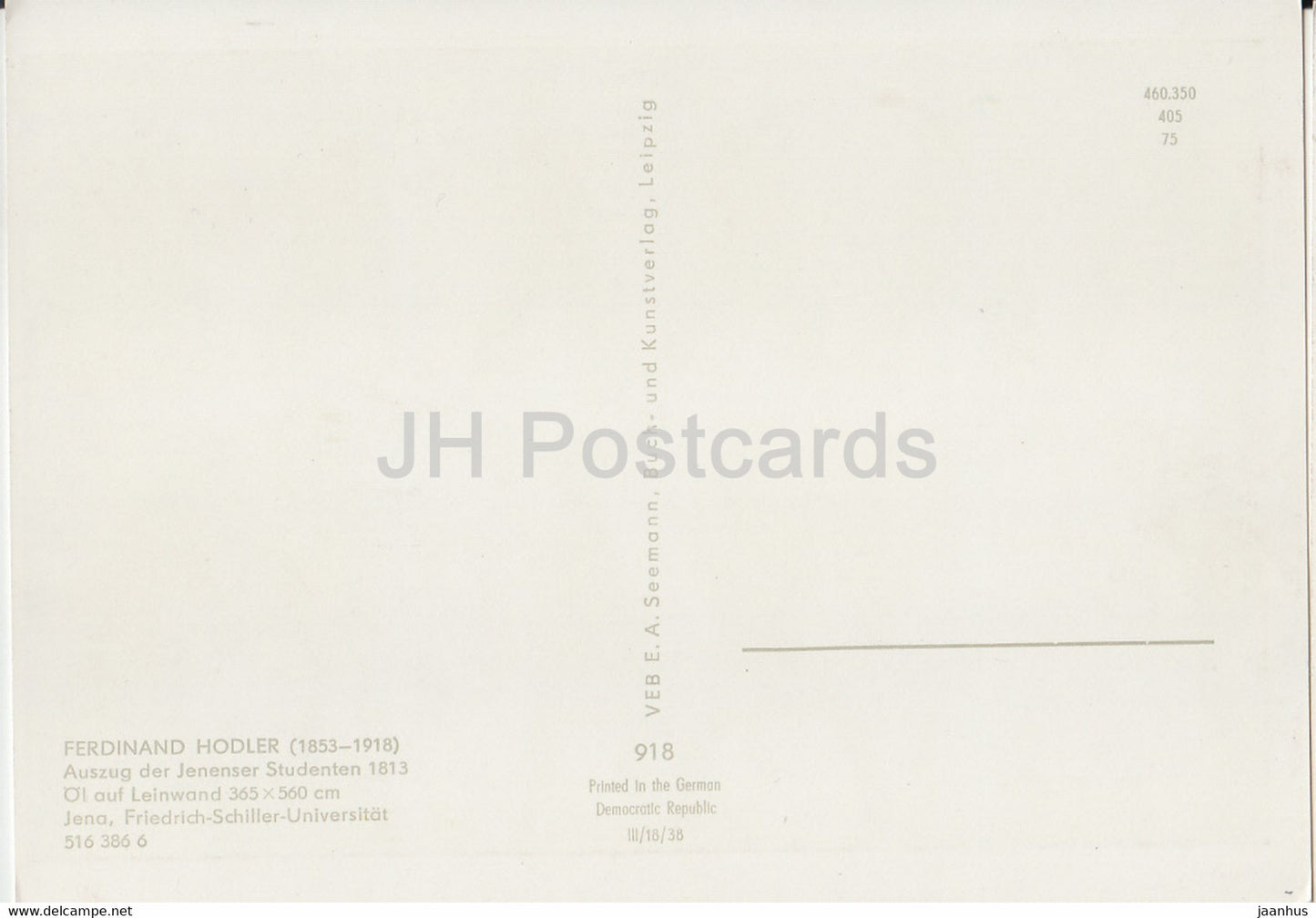 peinture de Ferdinand Hodler - Auszug der Jenenser Studenten - 918 - Art suisse - Allemagne DDR - inutilisé