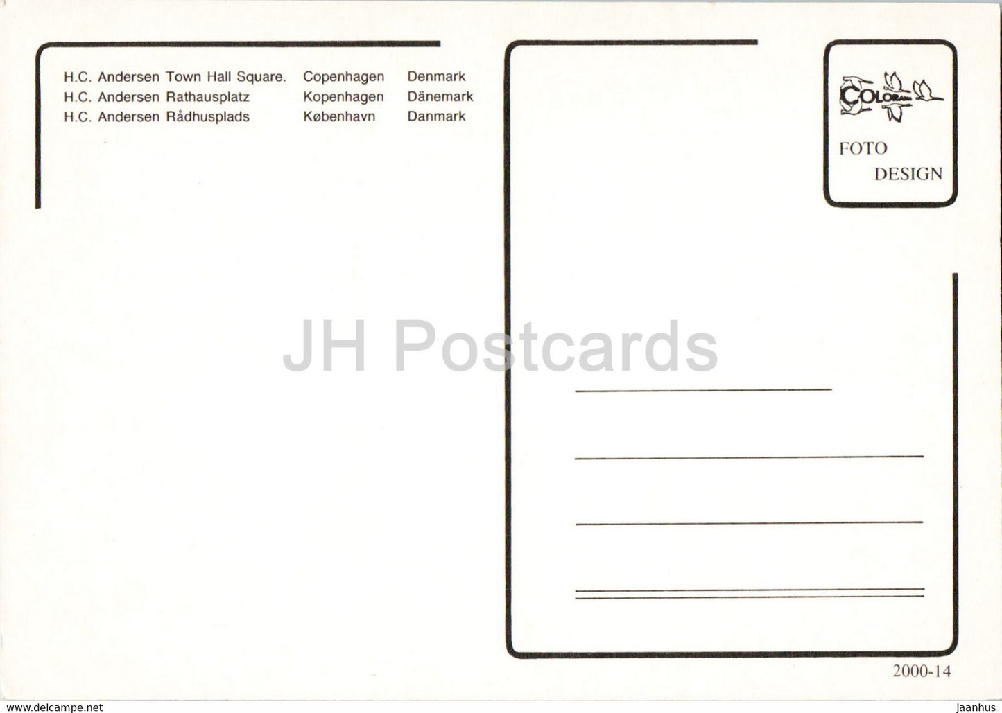 Copenhagen - H C Andersen - monument - Town Hall Square - Denmark - unused