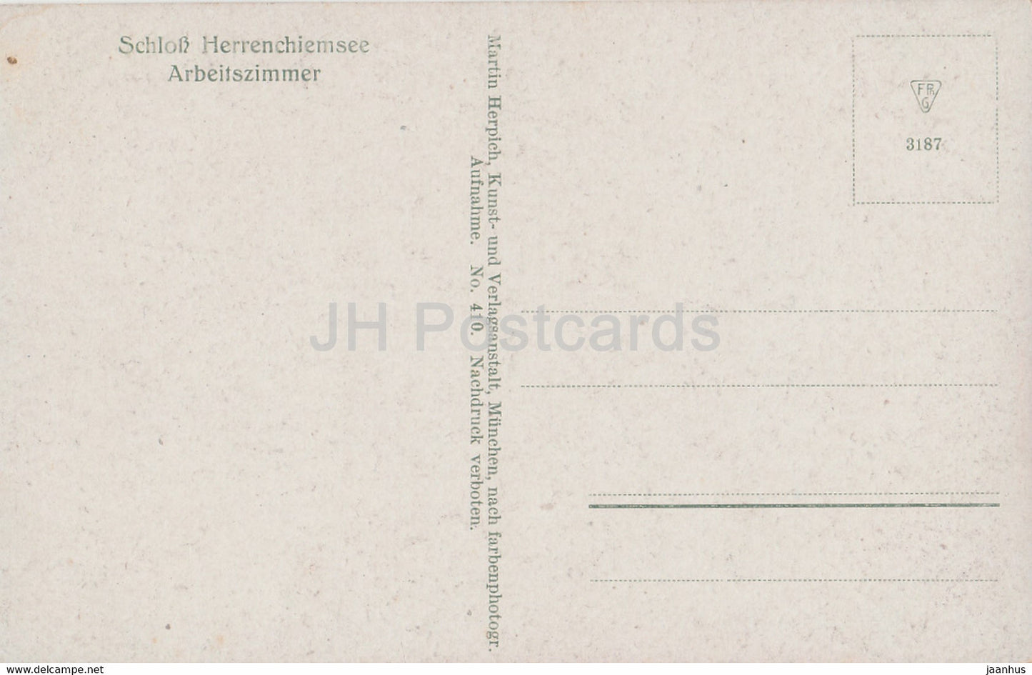 Schloss Herrenchiemsee - Arbeitszimmer - castle - 410 - old postcard - Germany - unused