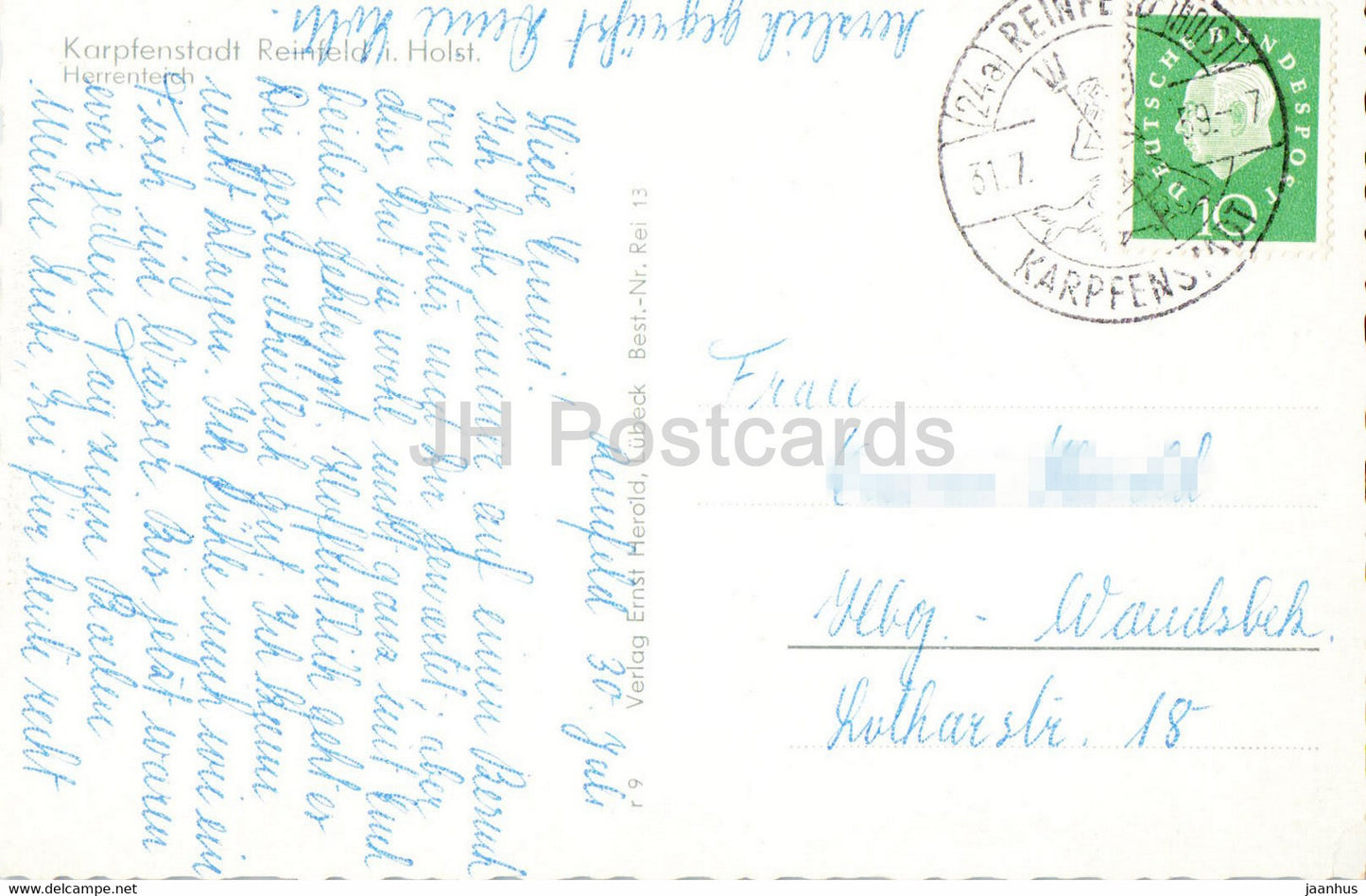 Karpfenstadt Reinfeld i Holst - Herrenteich - carte postale ancienne - 1959 - Allemagne - utilisé