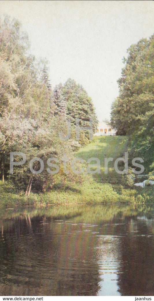 a view of the main building from the minor pond - Lenin's House Museum - Gorki Leninskiye - 1981 - Russia USSR - unused - JH Postcards