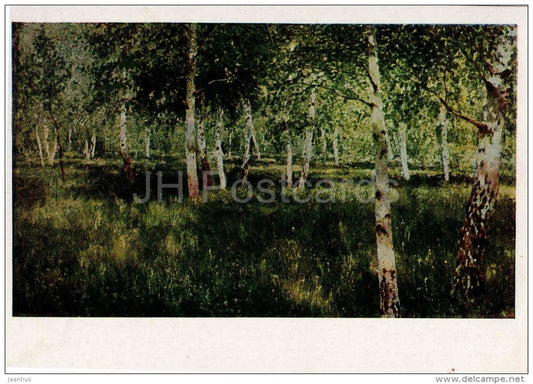 painting by I. Levitan - 1 - Birch Grove , 1889 - nature - russian art - unused - JH Postcards