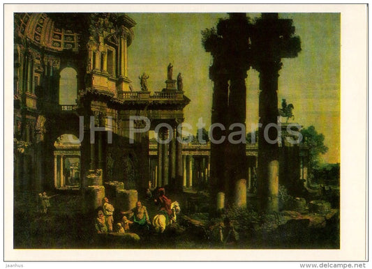 painting by Bernardo Bellotto - Ruins of a Temple - Italian art - Russia USSR - 1984 - unused - JH Postcards